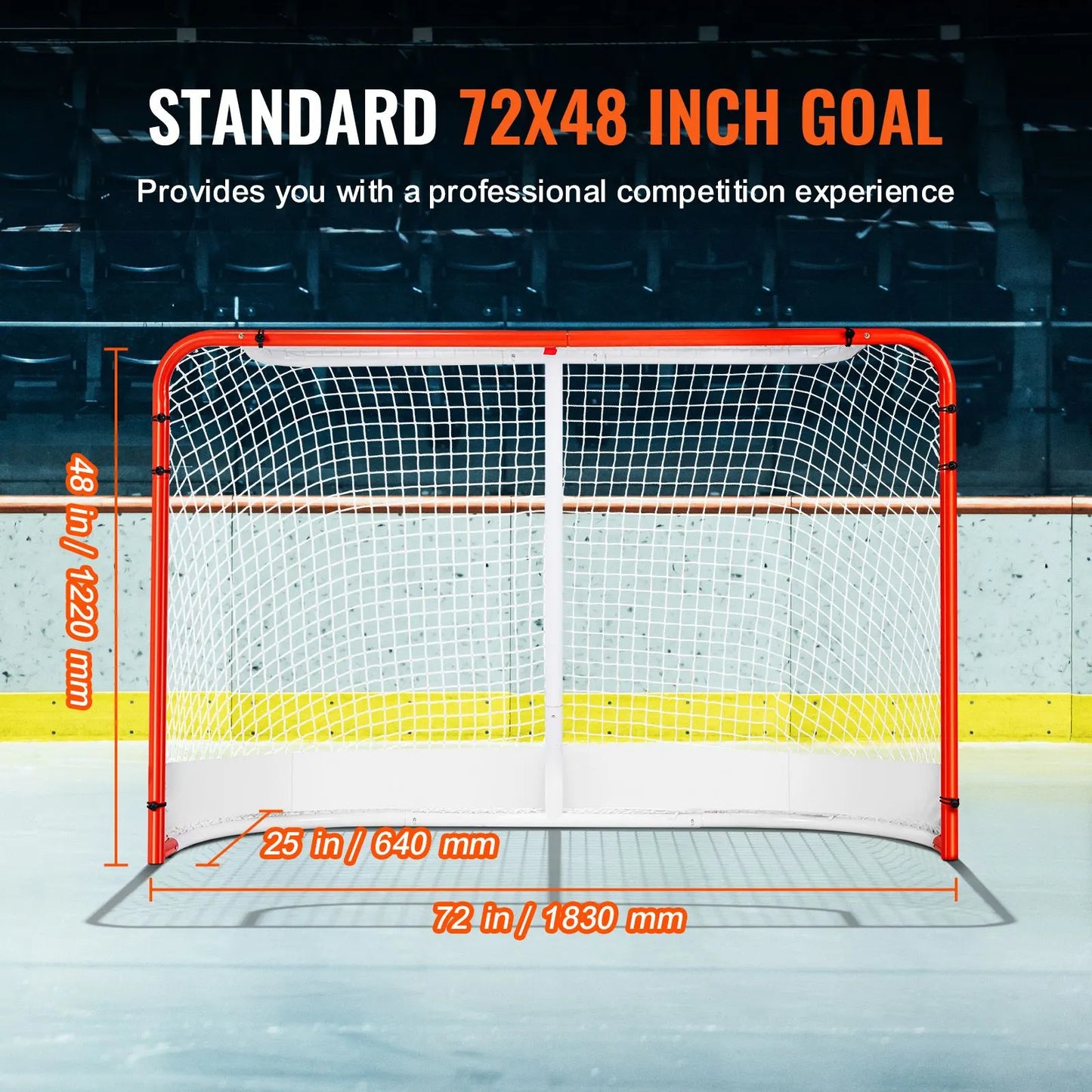 Street Hockey Net, Indoor Outdoor Steel Hockey Goal, Official Regulation Pro Hockey Training Goal Set, Portable Hockey Goal with Net, Easy Assemble, 72" x 48", White/Red - Image 3