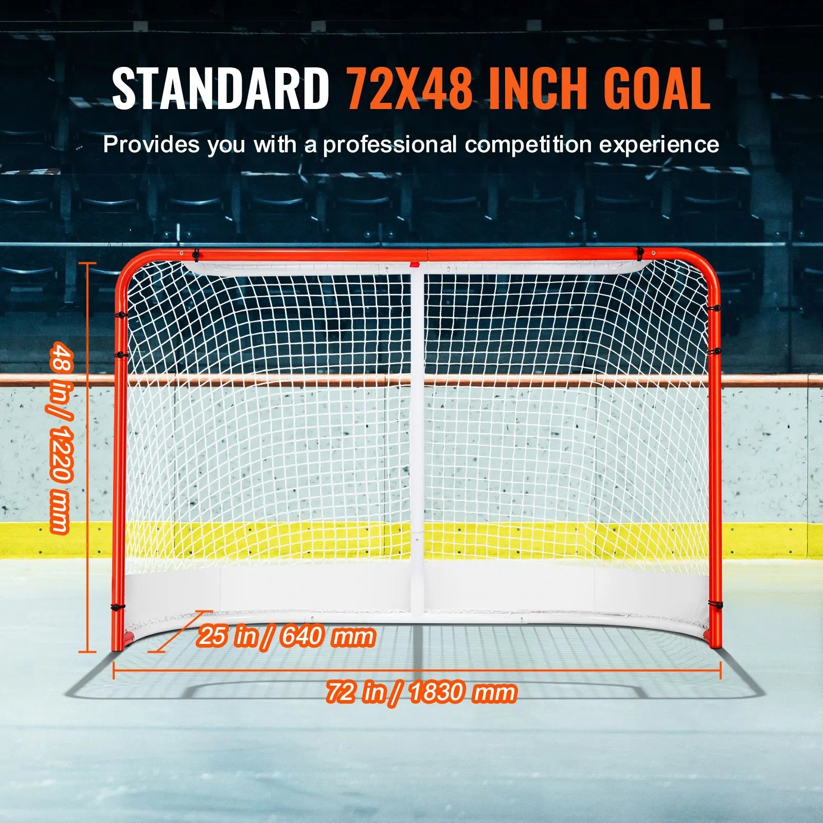 Street Hockey Net, Indoor Outdoor Steel Hockey Goal, Official Regulation Pro Hockey Training Goal Set, Portable Hockey Goal with Net, Easy Assemble, 72" x 48", White/Red - Image 3