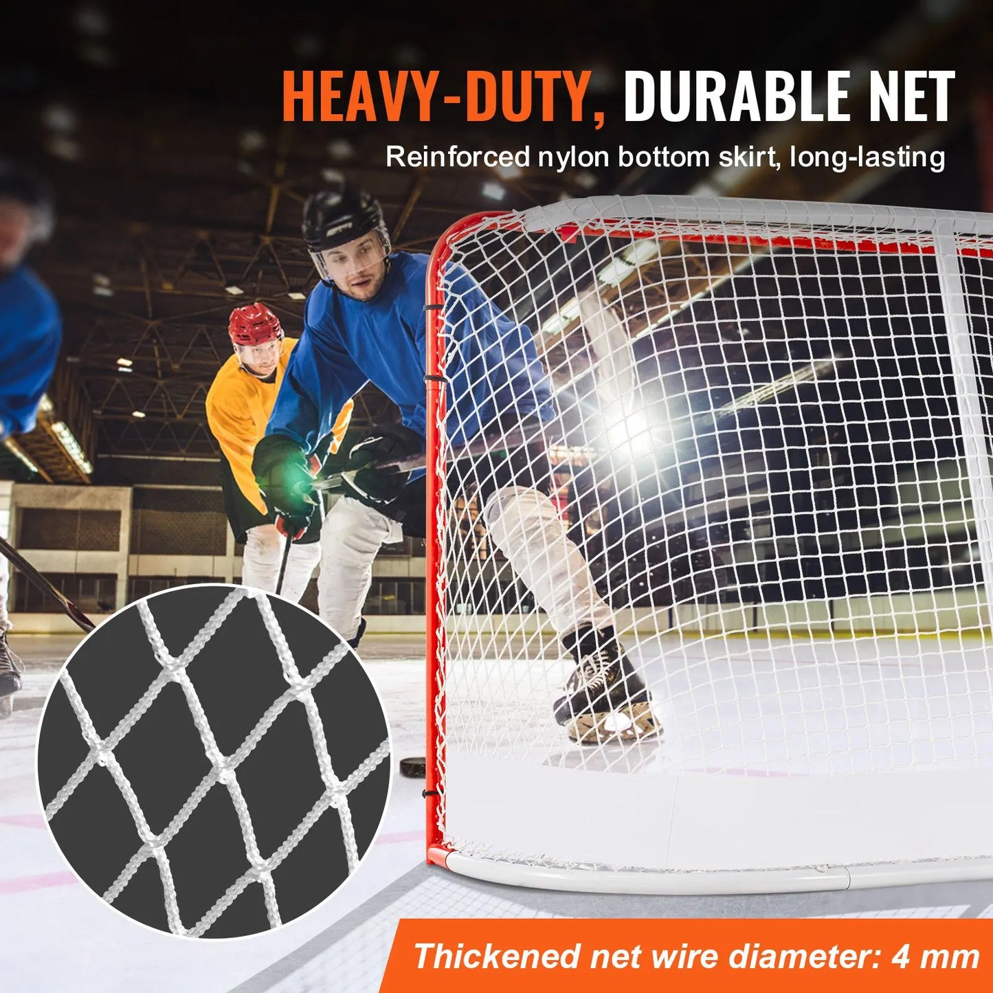 Street Hockey Net, Indoor Outdoor Steel Hockey Goal, Official Regulation Pro Hockey Training Goal Set, Portable Hockey Goal with Net, Easy Assemble, 72" x 48", White/Red - Image 4
