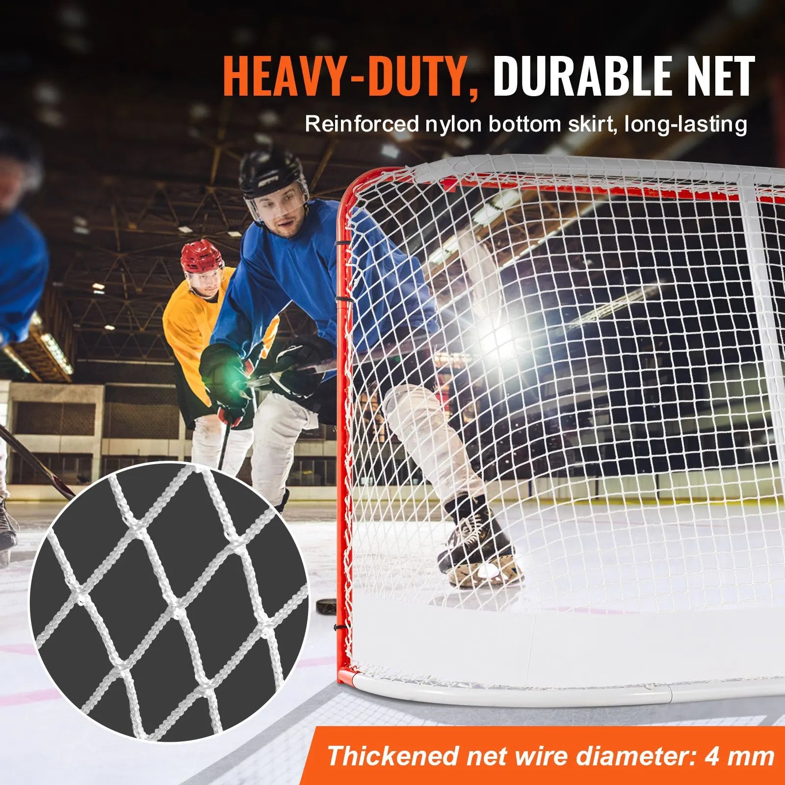 Street Hockey Net, Indoor Outdoor Steel Hockey Goal, Official Regulation Pro Hockey Training Goal Set, Portable Hockey Goal with Net, Easy Assemble, 72" x 48", White/Red - Image 4