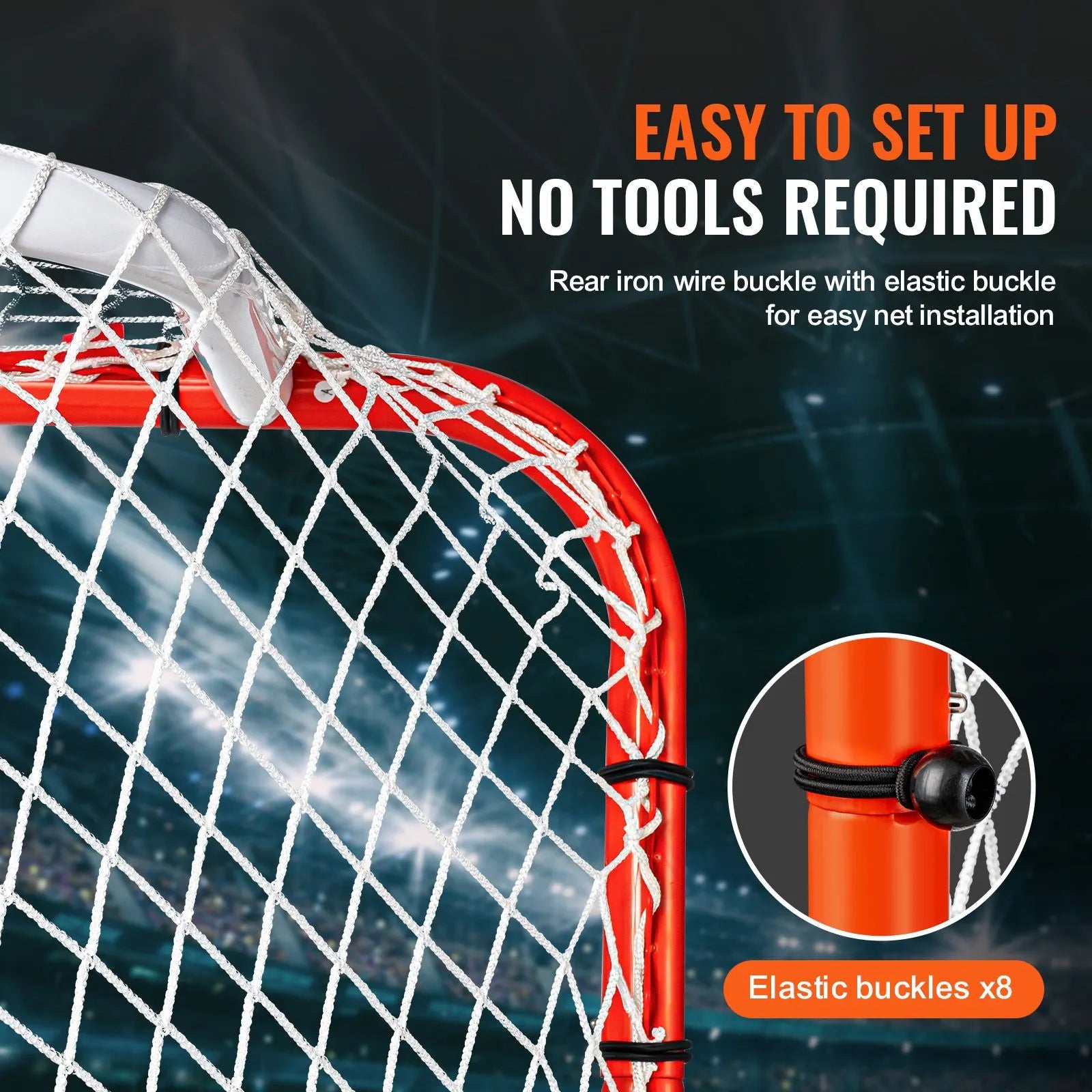 Street Hockey Net, Indoor Outdoor Steel Hockey Goal, Official Regulation Pro Hockey Training Goal Set, Portable Hockey Goal with Net, Easy Assemble, 72" x 48", White/Red - Image 5
