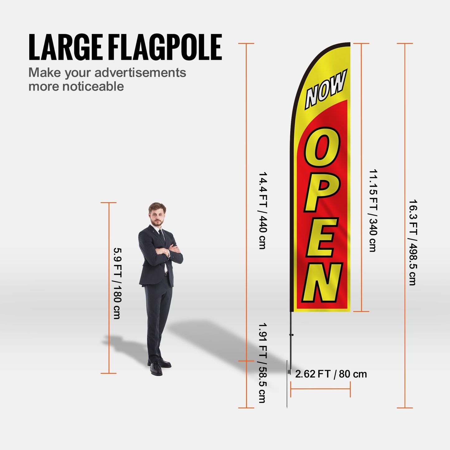 Open Flags for Business Advertising Feather Flag Kit Open Look Welcome - Image 3
