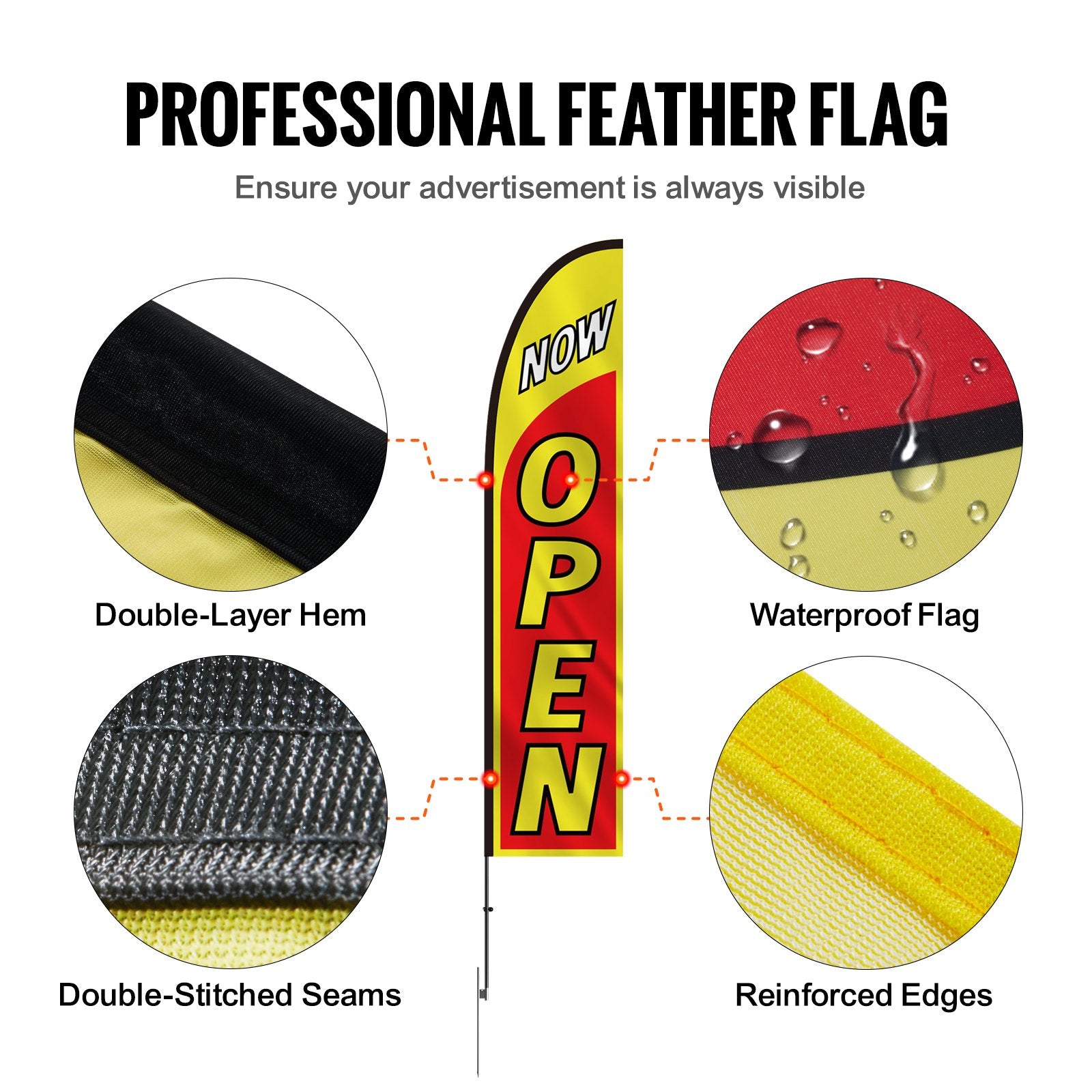 Open Flags for Business Advertising Feather Flag Kit Open Look Welcome - Image 6