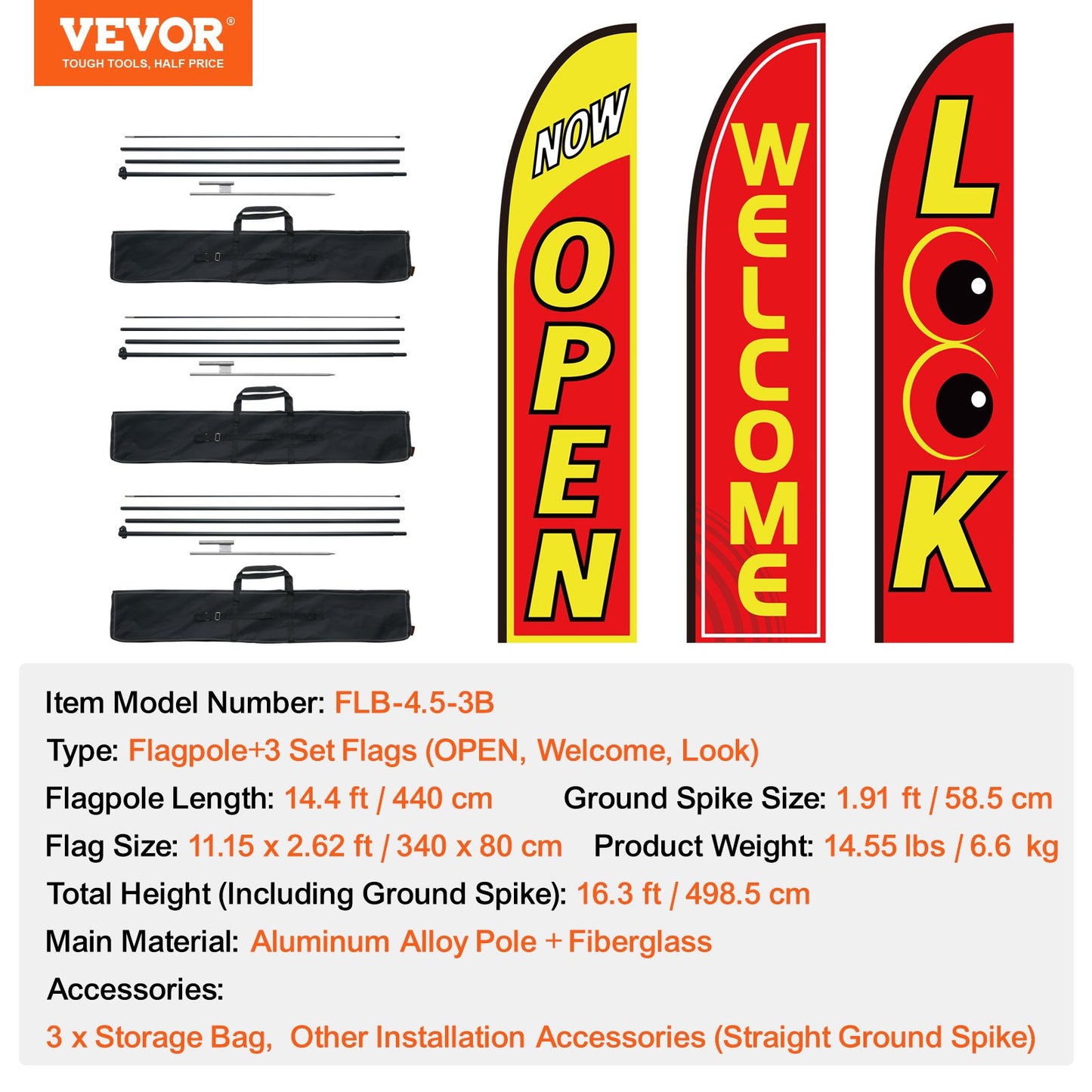 Open Flags for Business Advertising Feather Flag Kit Open Look Welcome - Image 7
