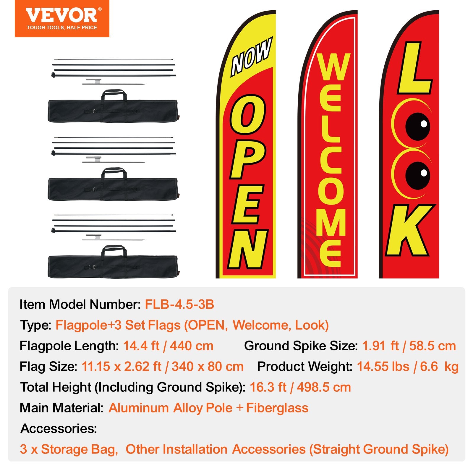 Open Flags for Business Advertising Feather Flag Kit Open Look Welcome - Image 7