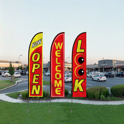 Open Flags for Business Advertising Feather Flag Kit Open Look Welcome - Image 8