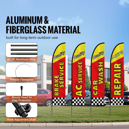 Auto Repair Advertising Feather Flag Kit Swooper Flags and Poles 16.3 FT - Image 2