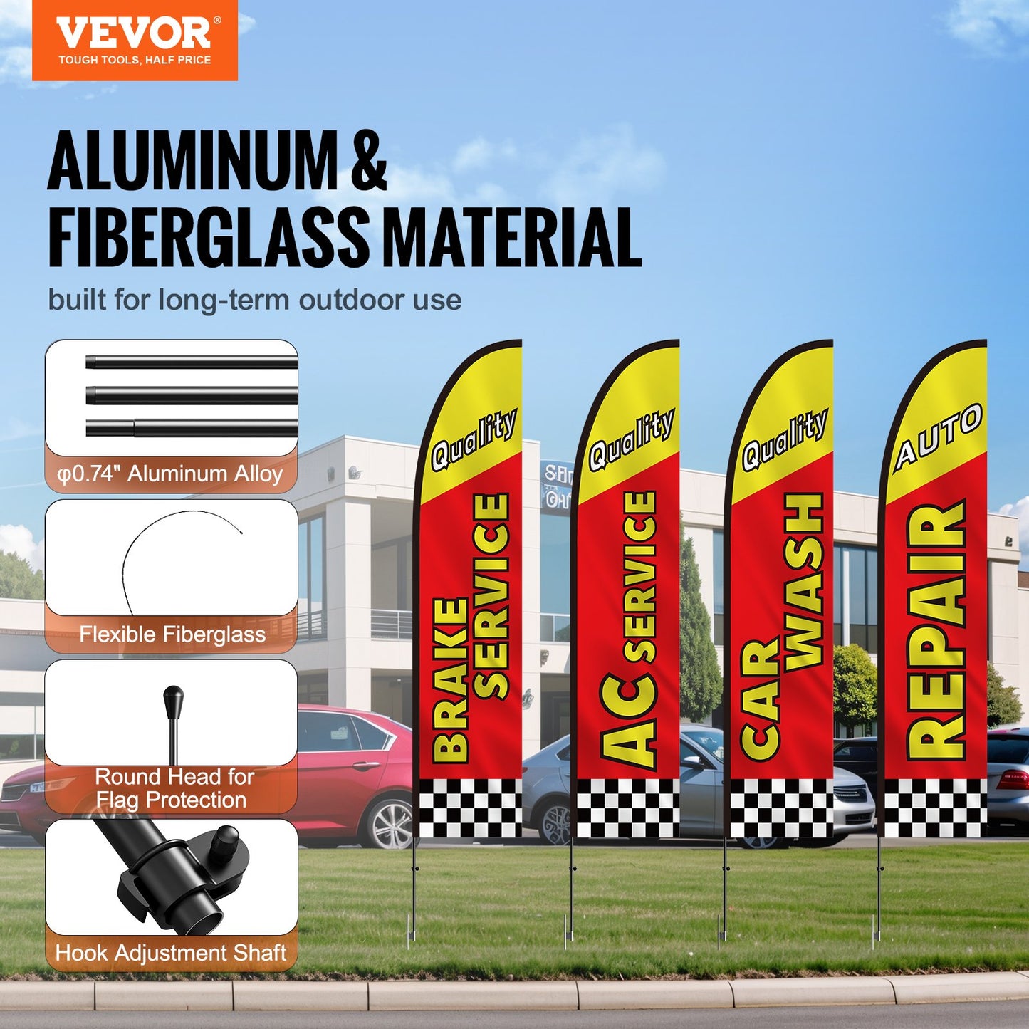Auto Repair Advertising Feather Flag Kit Swooper Flags and Poles 16.3 FT - Image 2