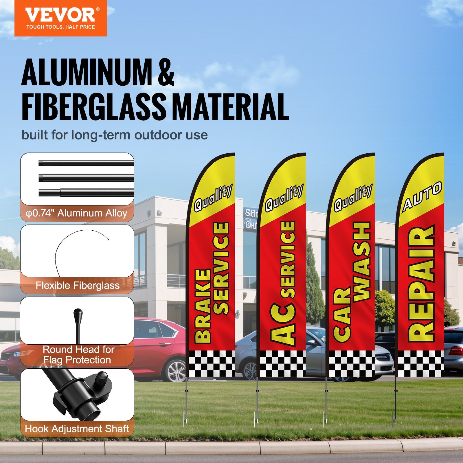 Auto Repair Advertising Feather Flag Kit Swooper Flags and Poles 16.3 FT - Image 2