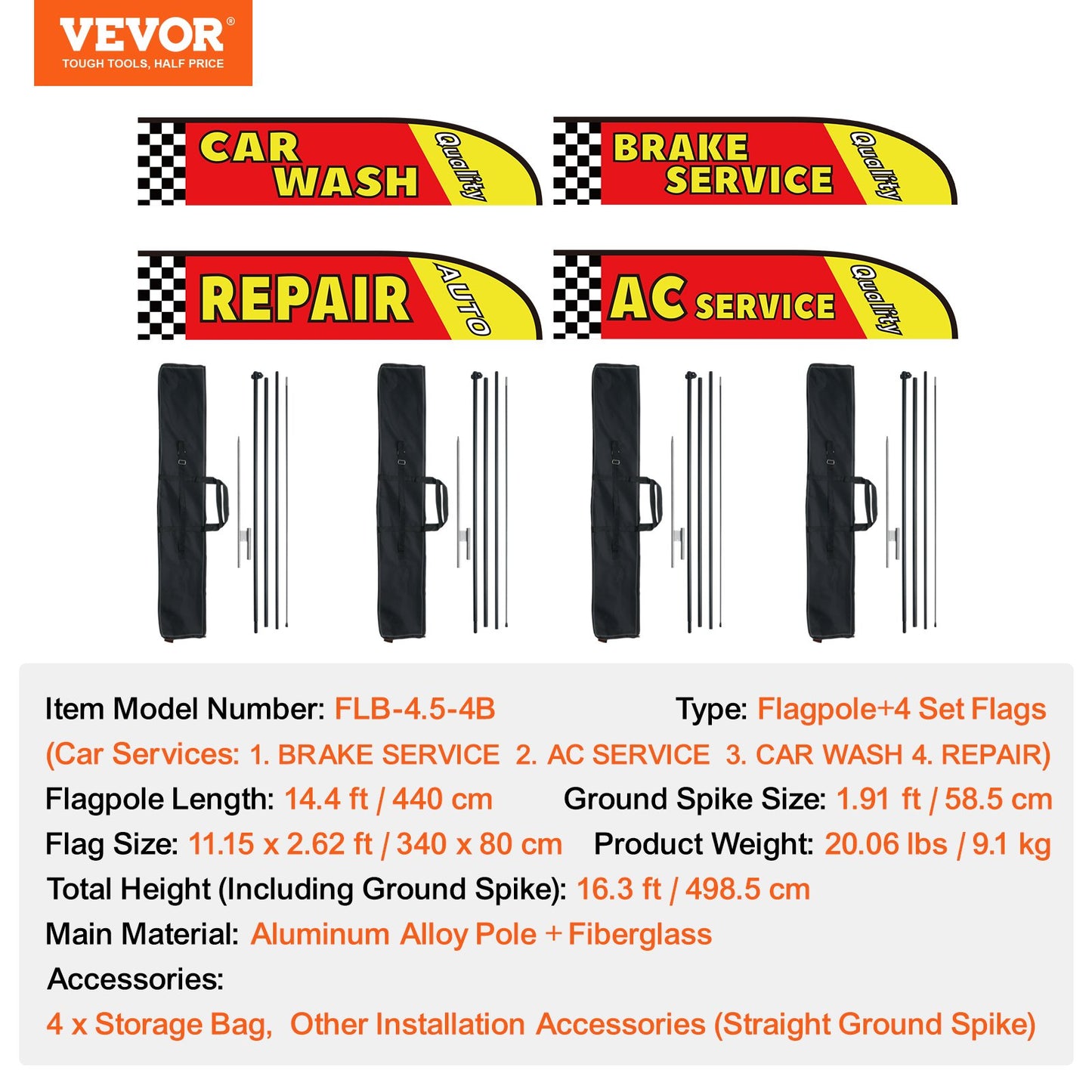 Auto Repair Advertising Feather Flag Kit Swooper Flags and Poles 16.3 FT - Image 7