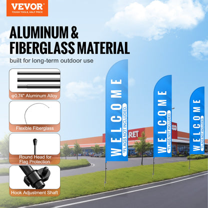 Feather Flag Pole Kit, Swooper Flag Pole Set 16.3 ft, Sign Flag Poles for Business Advertising Flags Outdoor, with A Ground Stake and Carrying Bag (Flag Not Included) - Image 2