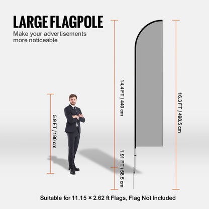 Feather Flag Pole Kit, Swooper Flag Pole Set 16.3 ft, Sign Flag Poles for Business Advertising Flags Outdoor, with A Ground Stake and Carrying Bag (Flag Not Included) - Image 3