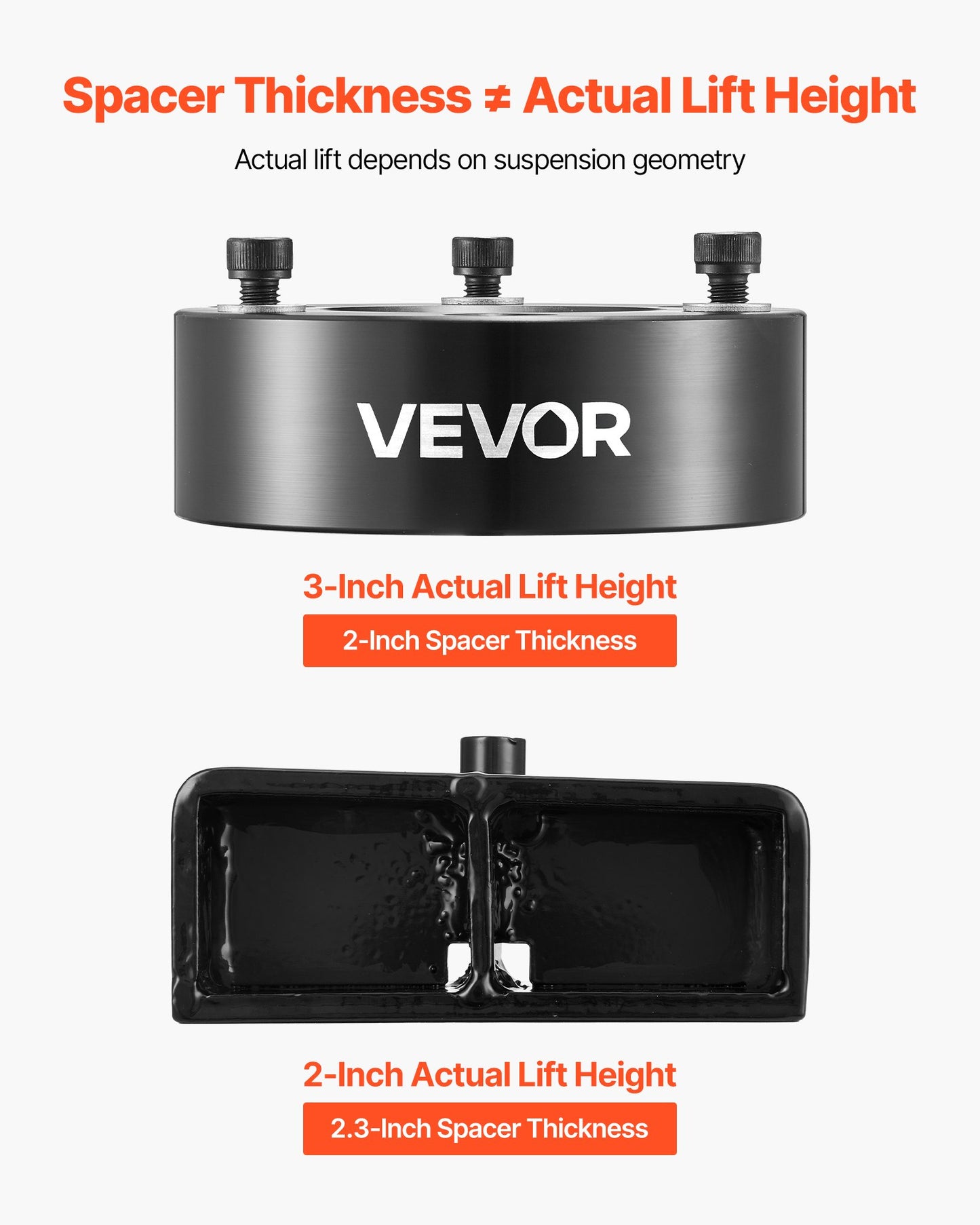 76.2 mm Front and 50.8 mm Rear Leveling Lift Kit for 2007-2023 Silverado 1500 2WD/4WD, 2007-2023 Sierra 1500 2WD/4WD, Chassis Level Kit with 2 Front Strut Spacers, 2 Rear Lift Blocks, 2 U-Bolts - Image 5