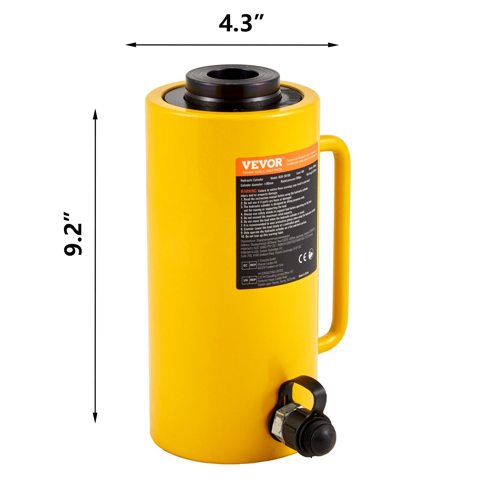 30Ton 10.16 cm Stroke Hollow Hydraulic Cylinder Jack 29937 Lift Cylinder Industrial Durable Automotive Body Bending - Image 8
