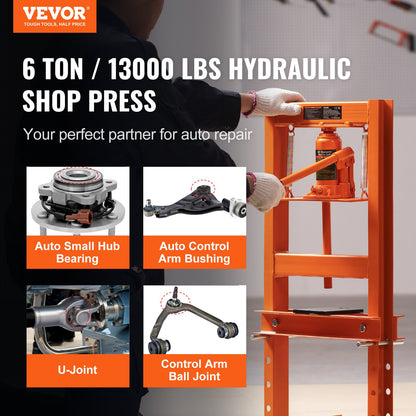 Hydraulic Shop Press 6 Ton with Press Plates H-Frame Benchtop Press Stand - Image 2