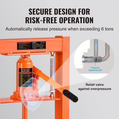 Hydraulic Shop Press 6 Ton with Press Plates H-Frame Benchtop Press Stand - Image 3