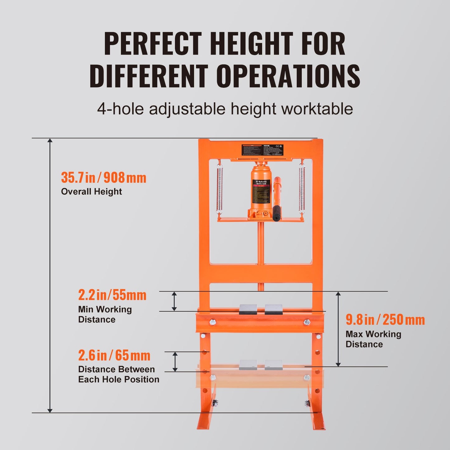 Hydraulic Shop Press 6 Ton with Press Plates H-Frame Benchtop Press Stand - Image 4