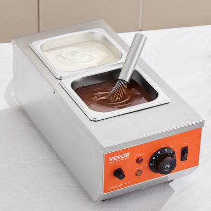 Chocolate Tempering Machine, 2 Tanks Chocolate Melting Pot with TEMP Control, 800W Stainless Steel Electric Commercial Food Warmer For Chocolate/Milk/Cream Melting and Heating - Image 8