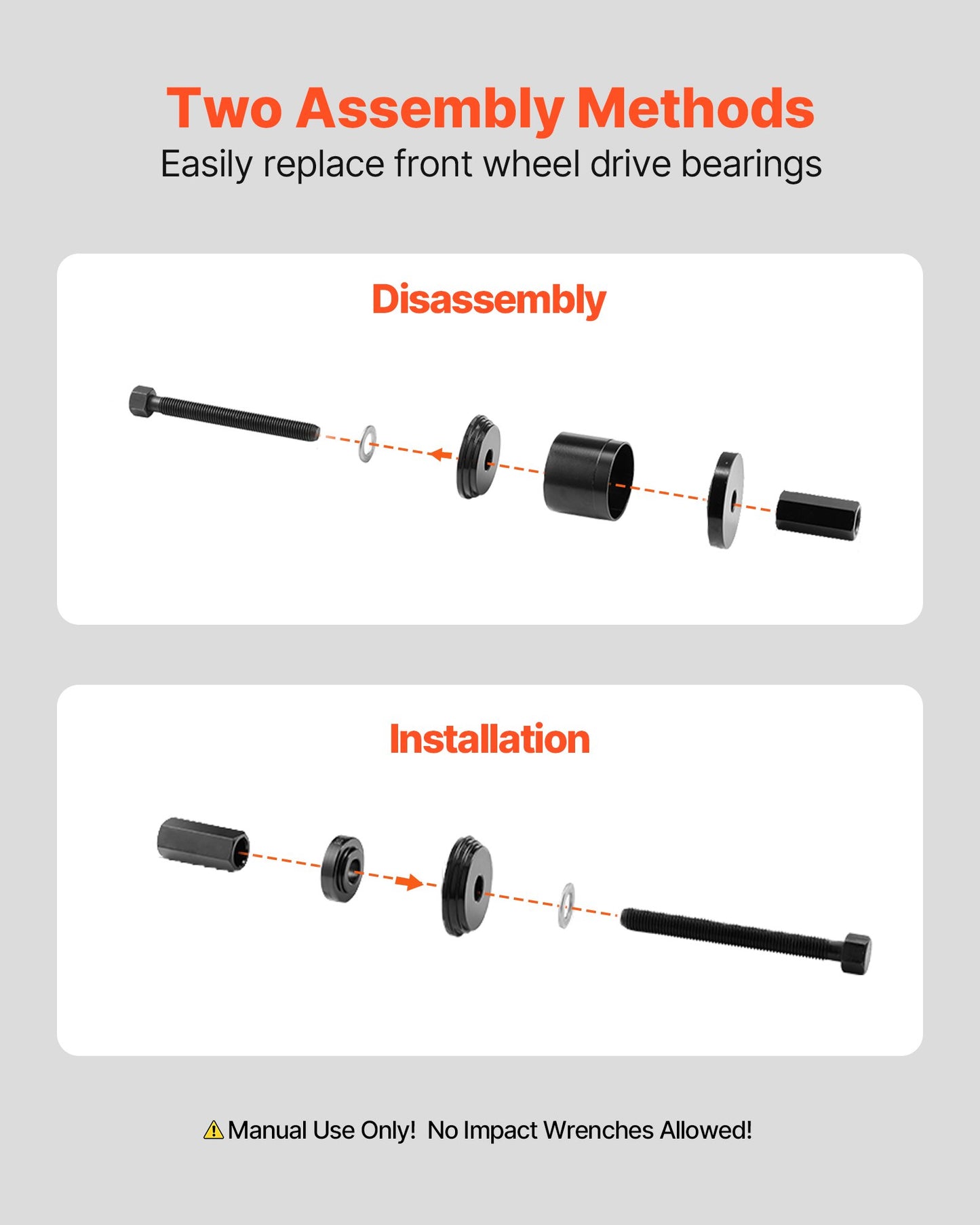 Wheel Bearing Press Kit, 23 PCS FWD Bearing Puller Tools, for Front Wheel Drive Bearing Removal and Installation, Wheel Bearing Tool with Sliding Screw, Bushings, Sleeve Plates, Storage Case - Image 3