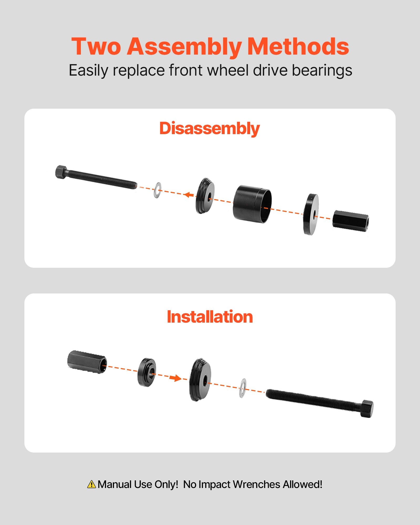 Wheel Bearing Press Kit, 23 PCS FWD Bearing Puller Tools, for Front Wheel Drive Bearing Removal and Installation, Wheel Bearing Tool with Sliding Screw, Bushings, Sleeve Plates, Storage Case - Image 3