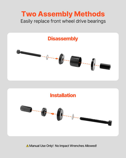 Wheel Bearing Press Kit, 23 PCS FWD Bearing Puller Tools, for Front Wheel Drive Bearing Removal and Installation, Wheel Bearing Tool with Sliding Screw, Bushings, Sleeve Plates, Storage Case - Image 3