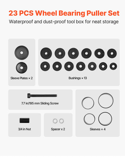 Wheel Bearing Press Kit, 23 PCS FWD Bearing Puller Tools, for Front Wheel Drive Bearing Removal and Installation, Wheel Bearing Tool with Sliding Screw, Bushings, Sleeve Plates, Storage Case - Image 7