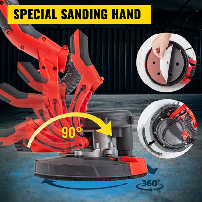 Drywall Sander 750W Electric, Electric Sander Variable Speed 800-1750RPM, Drywall Sander Foldable Sheetrock Sander, with Telescope Handle ,Vacuum Bag Drywall Sanders 6 Sand Pads - Image 3