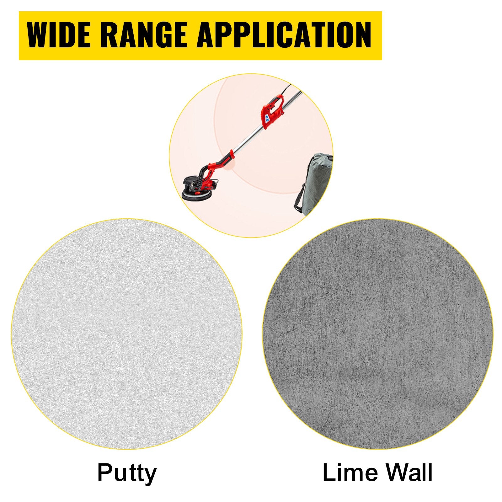 Drywall Sander 750W Electric, Electric Sander Variable Speed 800-1750RPM, Drywall Sander Foldable Sheetrock Sander, with Telescope Handle ,Vacuum Bag Drywall Sanders 6 Sand Pads - Image 7