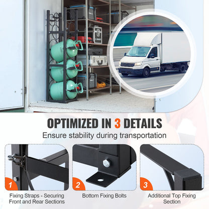 Refrigerant Tank Rack, with 3 x 30lbs and Other 3 Small Bottle Tanks, Cylinder Tank Rack 12.79x12.99x47.12 in, Refrigerant Cylinder Rack and Holders for Freon, Gases, Oxygen, Nitrogen - Image 4