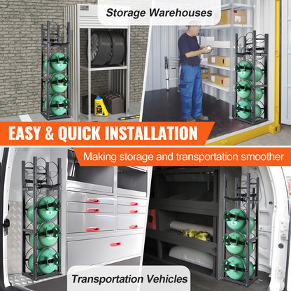 Refrigerant Tank Rack, with 3 x 30lbs and Other 3 Small Bottle Tanks, Cylinder Tank Rack 12.79x12.99x47.12 in, Refrigerant Cylinder Rack and Holders for Freon, Gases, Oxygen, Nitrogen - Image 6