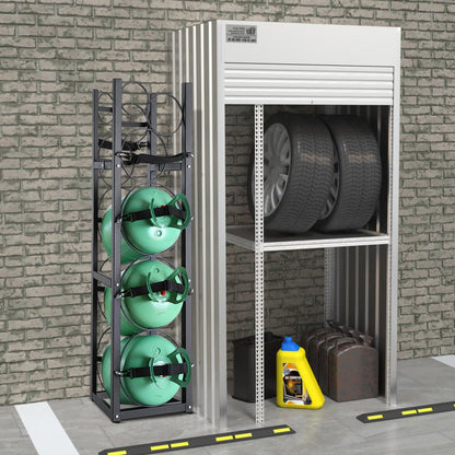 Refrigerant Tank Rack, with 3 x 30lbs and Other 3 Small Bottle Tanks, Cylinder Tank Rack 12.79x12.99x47.12 in, Refrigerant Cylinder Rack and Holders for Freon, Gases, Oxygen, Nitrogen - Image 8
