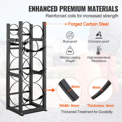 Refrigerant Tank Rack, with 2 x 30lbs and Other 3 Small Bottle Tanks, Cylinder Tank Rack 12.79x12.99x47.12 in, Refrigerant Cylinder Rack and Holders for Freon, Gases, Oxygen, Nitrogen - Image 3
