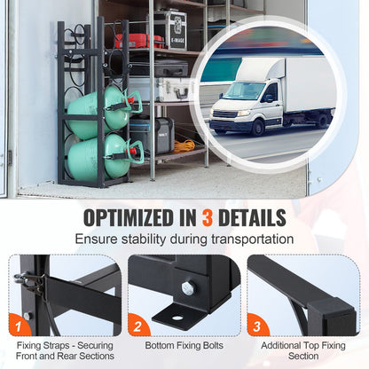 Refrigerant Tank Rack, with 2 x 30lbs and Other 3 Small Bottle Tanks, Cylinder Tank Rack 12.79x12.99x47.12 in, Refrigerant Cylinder Rack and Holders for Freon, Gases, Oxygen, Nitrogen - Image 4