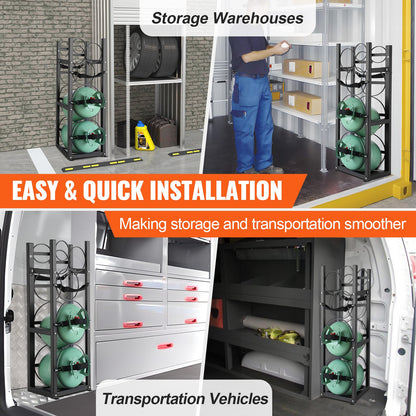 Refrigerant Tank Rack, with 2 x 30lbs and Other 3 Small Bottle Tanks, Cylinder Tank Rack 12.79x12.99x47.12 in, Refrigerant Cylinder Rack and Holders for Freon, Gases, Oxygen, Nitrogen - Image 6