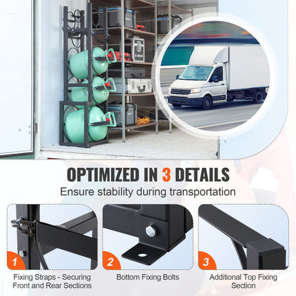 Refrigerant Tank Rack, with 1 x 50lb, 2 x 30lb and Other 3 Small Bottle Tanks, Cylinder Tank Rack 15.55x12.99x49.8 in, Refrigerant Cylinder Rack and Holders for Freon, Gases, Oxygen, Nitrogen - Image 4