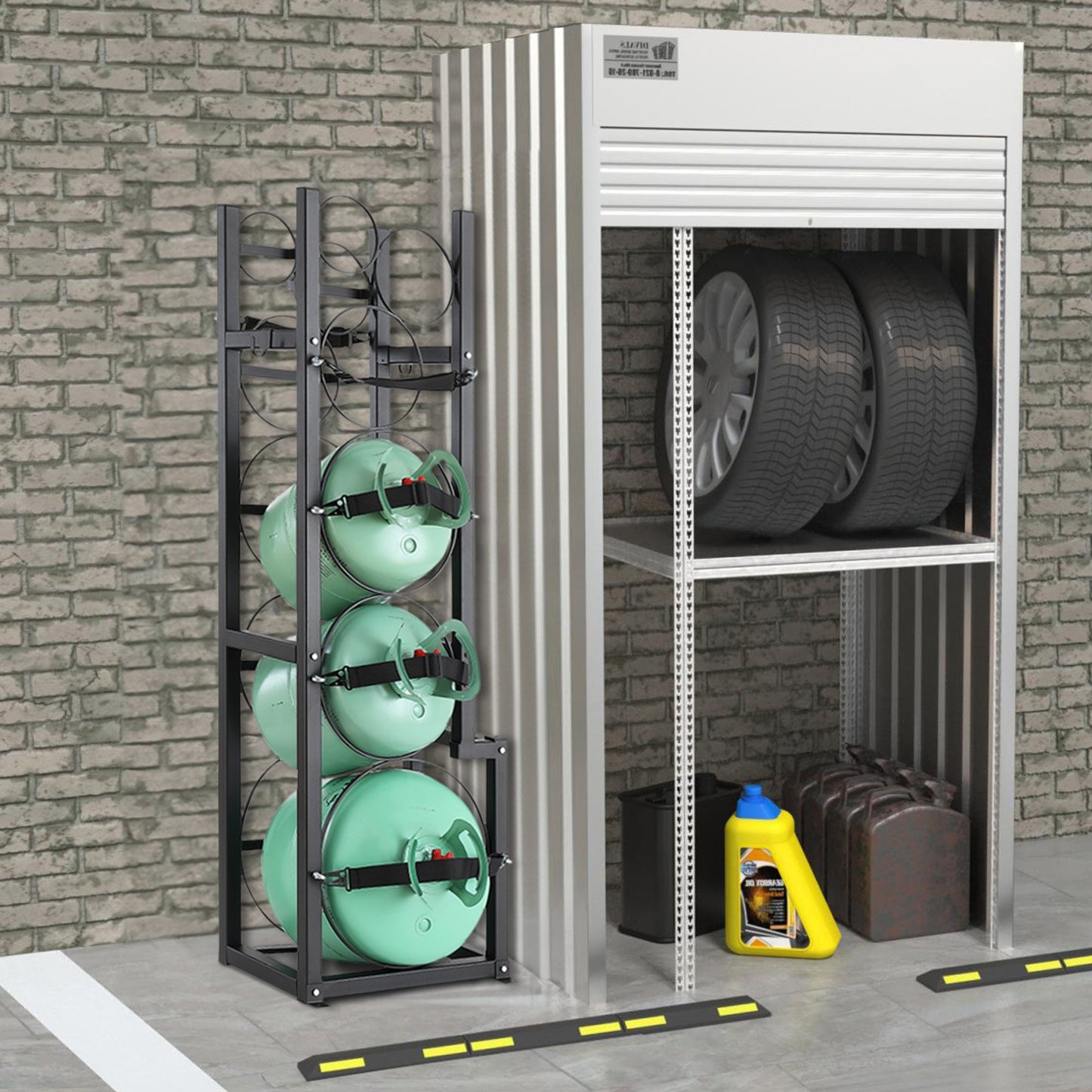Refrigerant Tank Rack, with 1 x 50lb, 2 x 30lb and Other 3 Small Bottle Tanks, Cylinder Tank Rack 15.55x12.99x49.8 in, Refrigerant Cylinder Rack and Holders for Freon, Gases, Oxygen, Nitrogen - Image 8