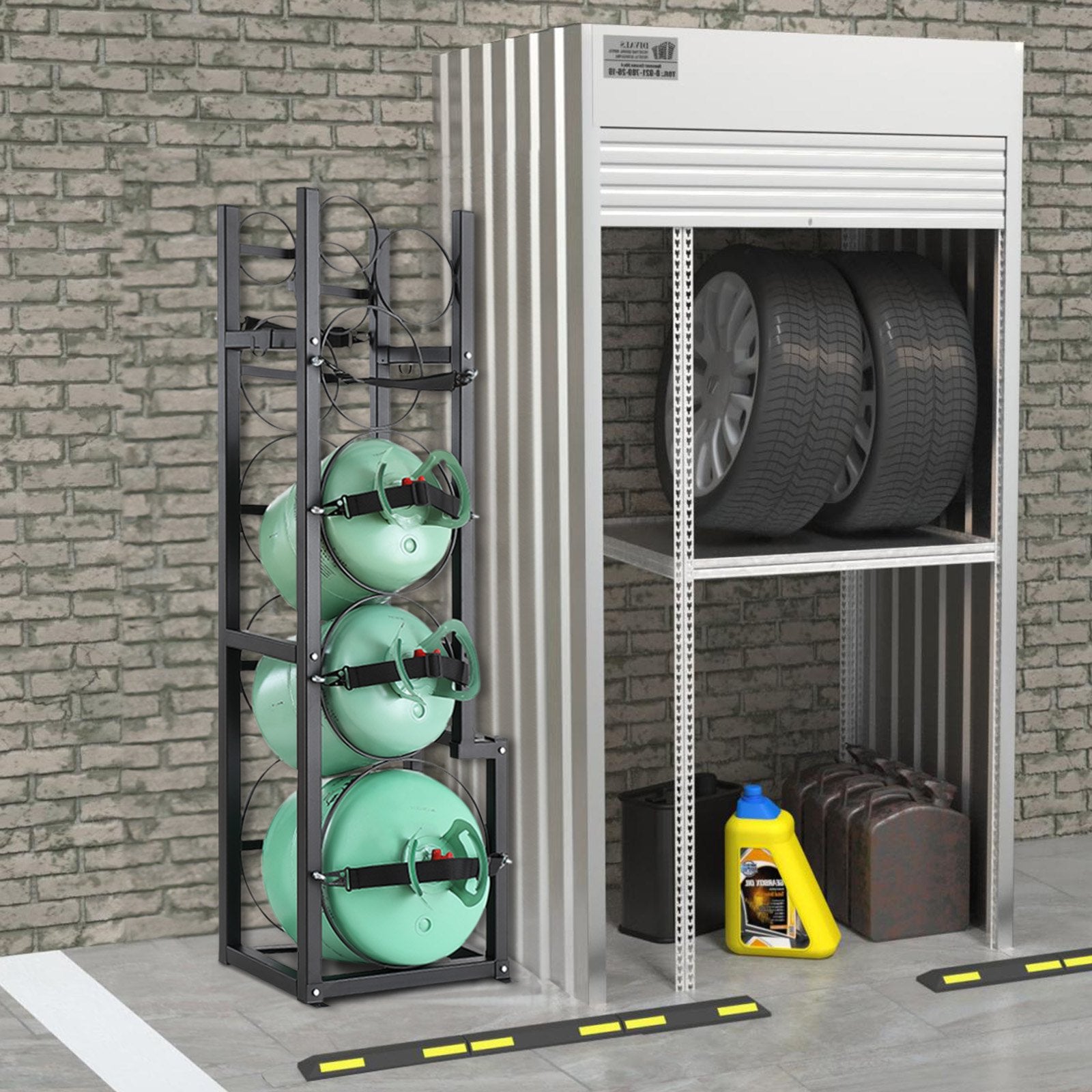 Refrigerant Tank Rack, with 1 x 50lb, 2 x 30lb and Other 3 Small Bottle Tanks, Cylinder Tank Rack 15.55x12.99x49.8 in, Refrigerant Cylinder Rack and Holders for Freon, Gases, Oxygen, Nitrogen - Image 8