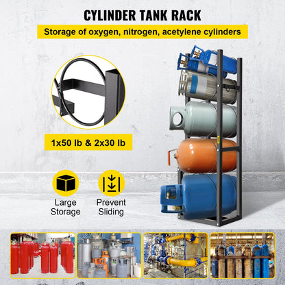 Refrigerant Tank Rack Cylinder Tank Rack w/ 1*50lb 2*30lb &3 Small Bottles - Image 2