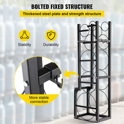 Refrigerant Tank Rack Cylinder Tank Rack w/ 1*50lb 2*30lb &3 Small Bottles - Image 4