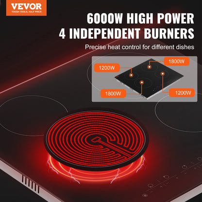 Built-in Electric Cooktop Radiant Ceramic Cooktop 4 Burners 23.2x20.5 inch - Image 2