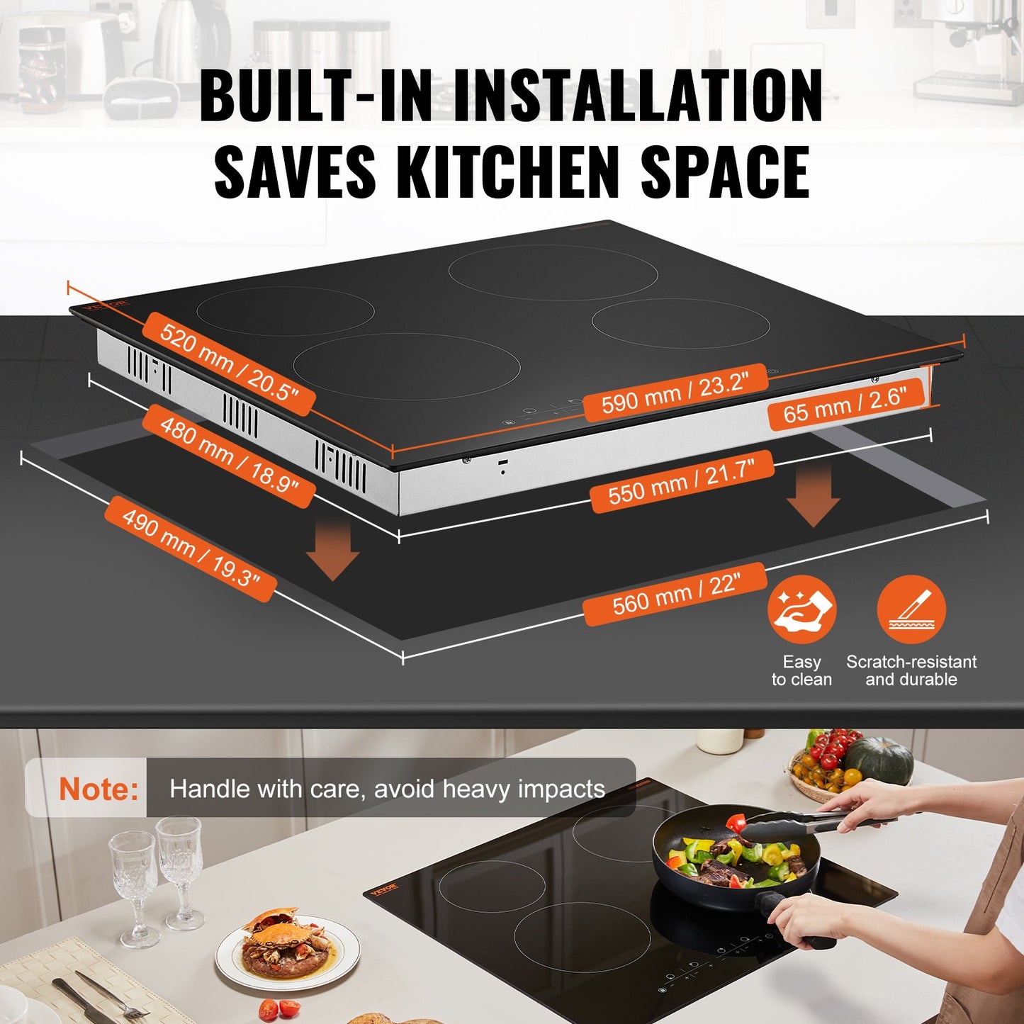 Built-in Electric Cooktop Radiant Ceramic Cooktop 4 Burners 23.2x20.5 inch - Image 6