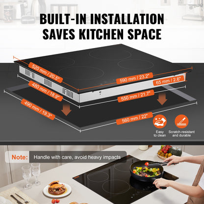 Built-in Electric Cooktop Radiant Ceramic Cooktop 4 Burners 23.2x20.5 inch - Image 6