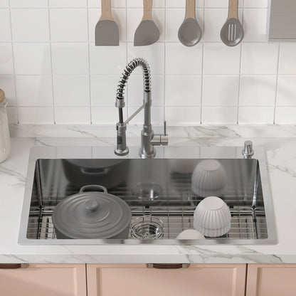 Kitchen Sink, 304 Stainless Steel Drop-In Sinks, Top Mount Single Bowl Basin with Accessories(Pack of 3), Household Dishwasher Sinks for Workstation, RV, Prep Kitchen, and Bar Sink, 33 inch - Image 8