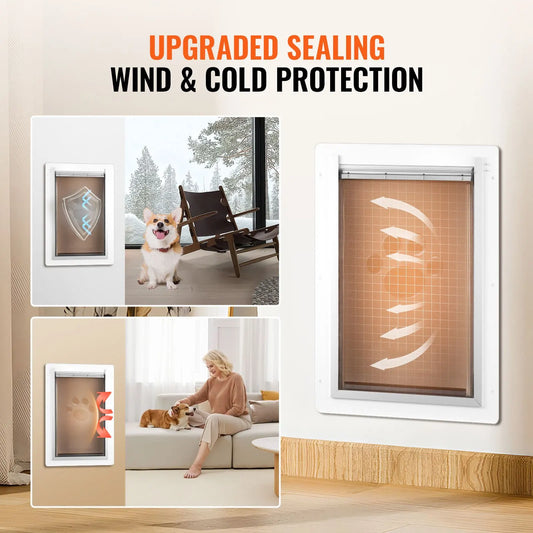 Pet Door, 31.2 x 43.5 cm Metal Frame with Lock and 3-Flap System, Weatherproof Doggy Door, Easy to Install in Interior or Exterior Walls, Pet Door Suitable for Cat Doggie Kitties (White-Medium) - Image 3