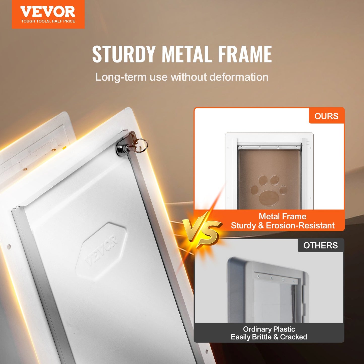 Pet Door, 31.2 x 43.5 cm Metal Frame with Lock and 3-Flap System, Weatherproof Doggy Door, Easy to Install in Interior or Exterior Walls, Pet Door Suitable for Cat Doggie Kitties (White-Medium) - Image 2