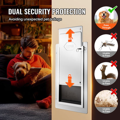 Pet Door, 31.2 x 43.5 cm Metal Frame with Lock and 3-Flap System, Weatherproof Doggy Door, Easy to Install in Interior or Exterior Walls, Pet Door Suitable for Cat Doggie Kitties (White-Medium) - Image 6