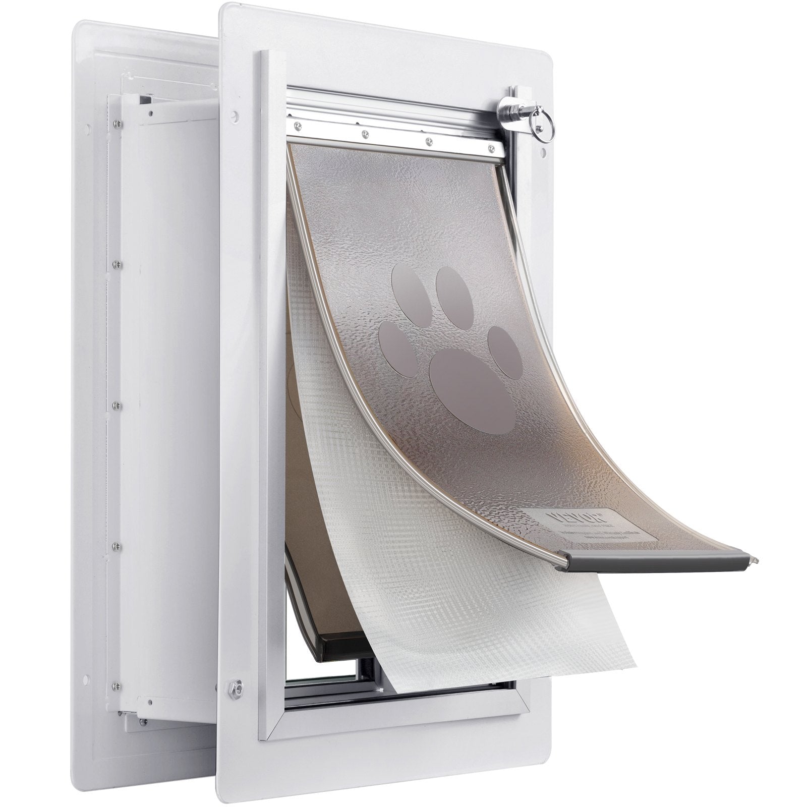 Pet Door, 31.2 x 43.5 cm Metal Frame with Lock and 3-Flap System, Weatherproof Doggy Door, Easy to Install in Interior or Exterior Walls, Pet Door Suitable for Cat Doggie Kitties (White-Medium) - Image 9