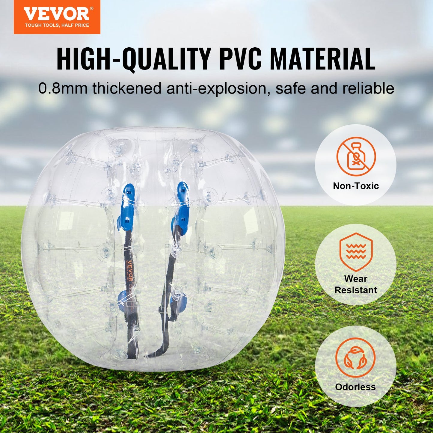 Inflatable Bumper Ball 1-Pack, 4FT/1.2M Body Sumo Zorb Balls for Teen & Adult, 0.8mm Thick PVC Human Hamster Bubble Balls for Outdoor Team Gaming Play, Bumper Bopper Toys for Garden, Yard, Park - Image 2