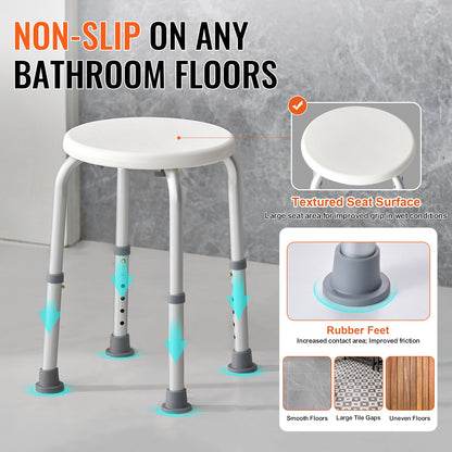 Shower Chair for Inside Shower, Adjustable Height Shower Stool, Non-Slip Bench Bathtub Seat Stool for Elderly Disabled Adults Handicap, 300 lbs Capacity - Image 4