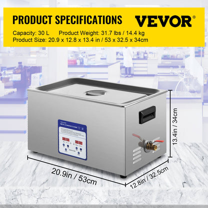 Digital Ultrasonic Cleaner 30L Ultrasonic Cleaning Machine 40kHz Sonic Cleaner Machine 316 & 304 Stainless Steel Ultrasonic Cleaner Machine with Heater & Timer for Cleaning Jewelry Glasses Watch - Image 7